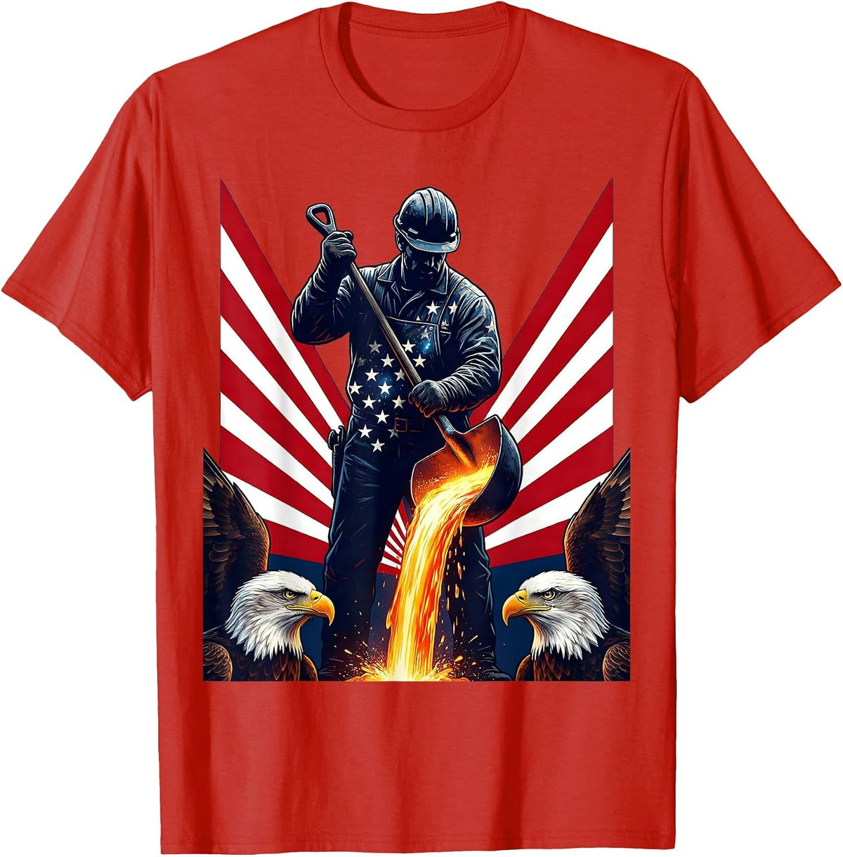 Men's Steelworker Molten Metal Foundry Graphic T-Shirt - Red