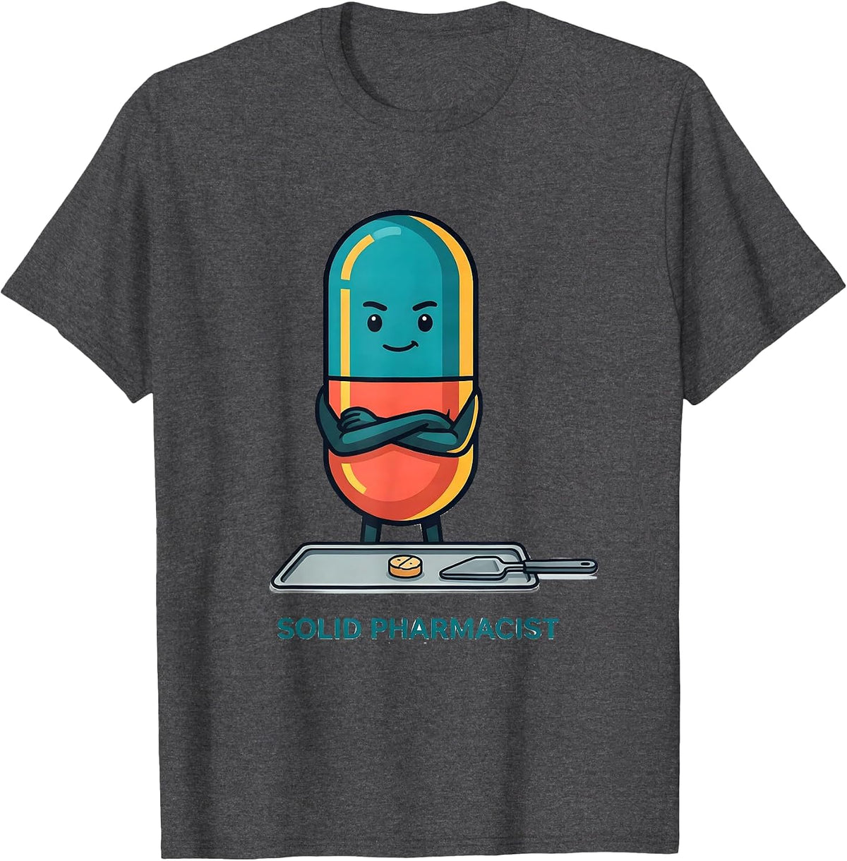 Solid Pharmacist Funny Pharmacy Technician Crew Gift T-Shirt - Dark Heather Grey