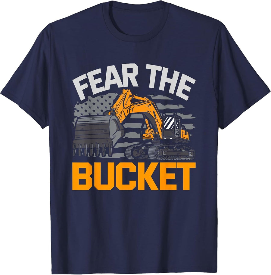 Excavator Operator Fear The Bucket T-Shirt - Navy Blue