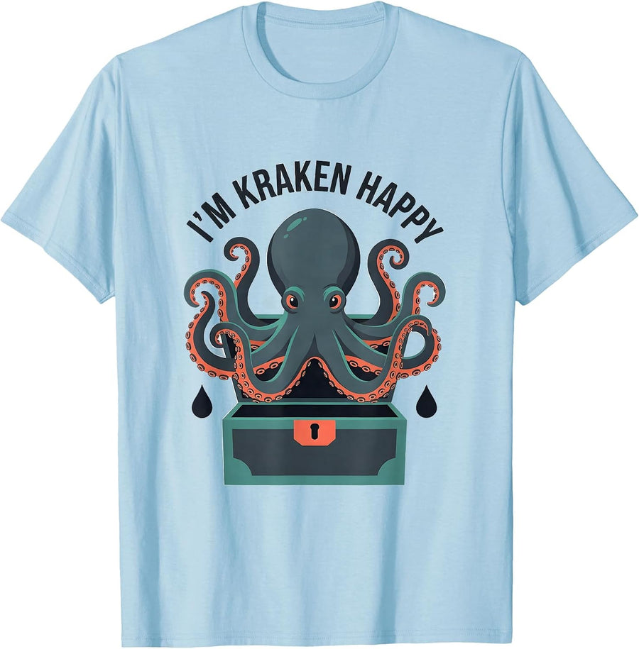 Men's I'm Kraken Happy Vintage Octopus Sea Monster Lover Gift T-Shirt - Baby Blue