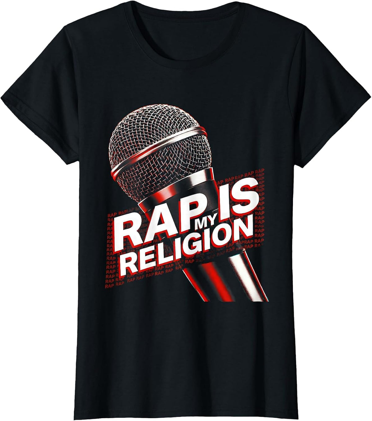 Rap Is My Religion Hip Hop Devotion Design T-Shirt - Black
