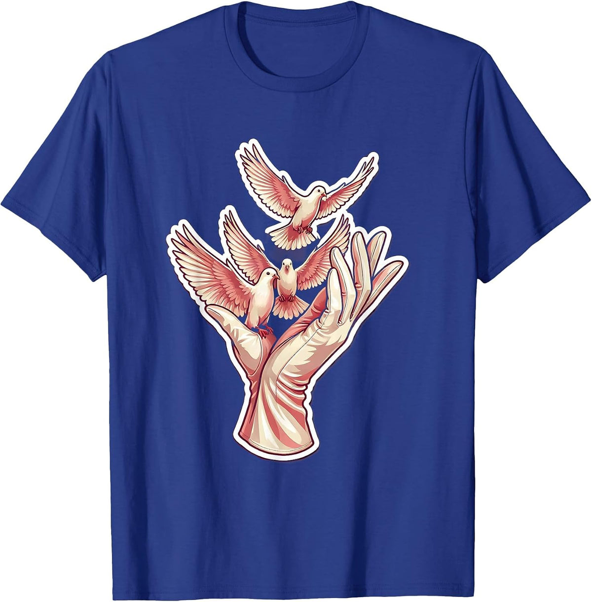 Men's Gigi Gloved Hand Releasing Doves Graphic T-Shirt - Royal Blue