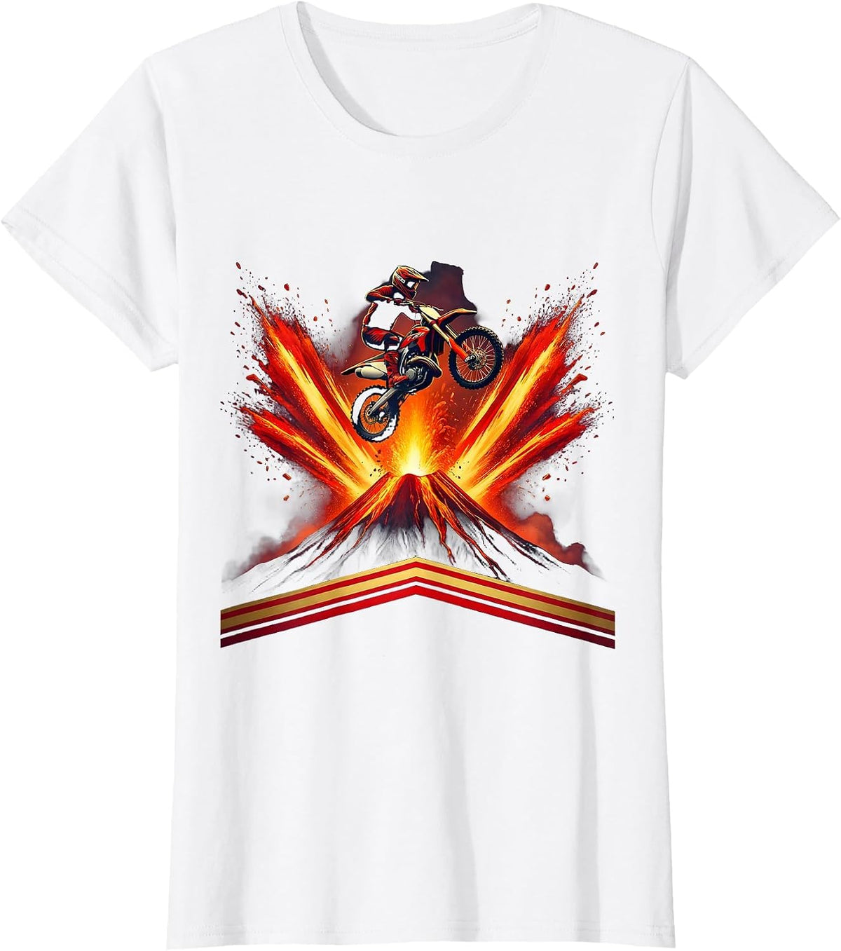 80s Dirt Bike Volcano Jump Graphic T-Shirt - White