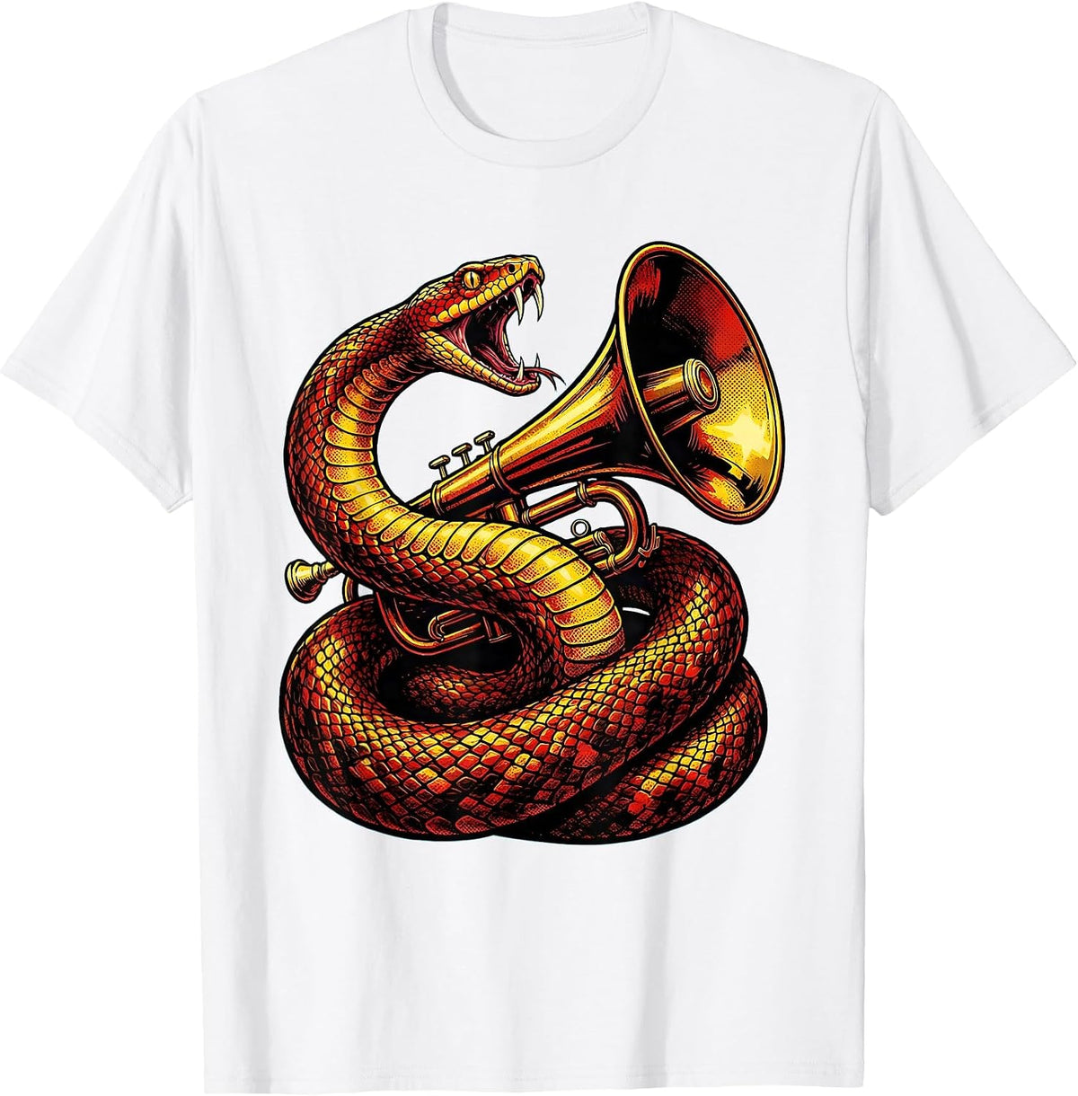 Men's Free Speech Serpent and Speaking Trumpet Design T-Shirt - White
