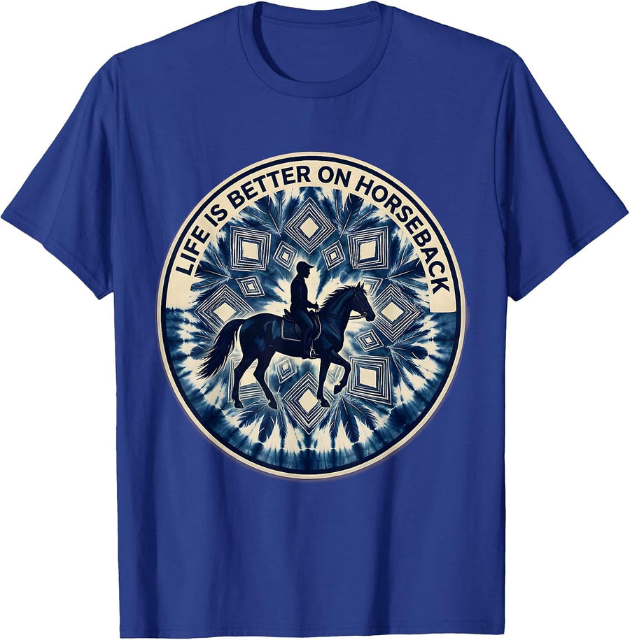 Life Is Better On Horseback Equestrian Design T-Shirt - Royal Blue