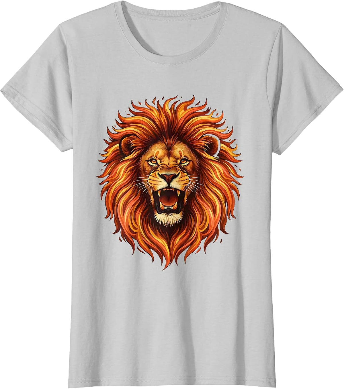 21st Birthday Flaming Lion Roaring Graphic T-Shirt - Silver Grey