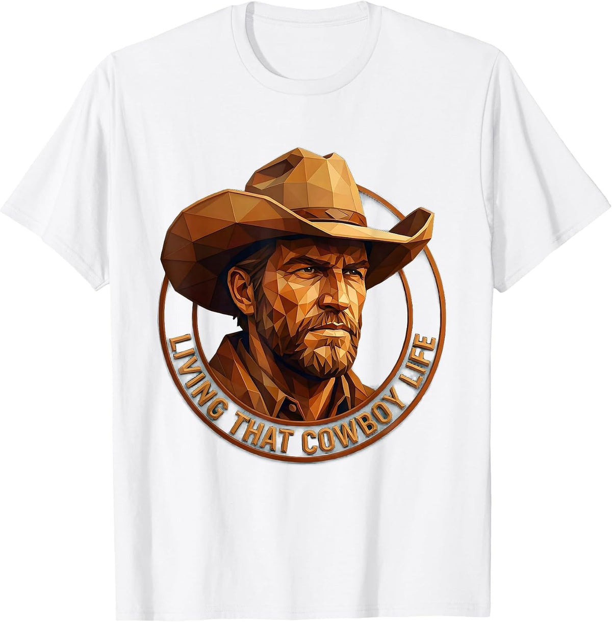 Men's Living That Cowboy Life Western Graphic Design T-Shirt - White