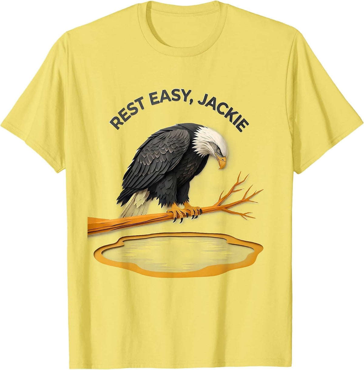 Men's Rest Easy, Jackie Memorial Bald Eagle Tribute Wildlife T-Shirt - Lemon Yellow