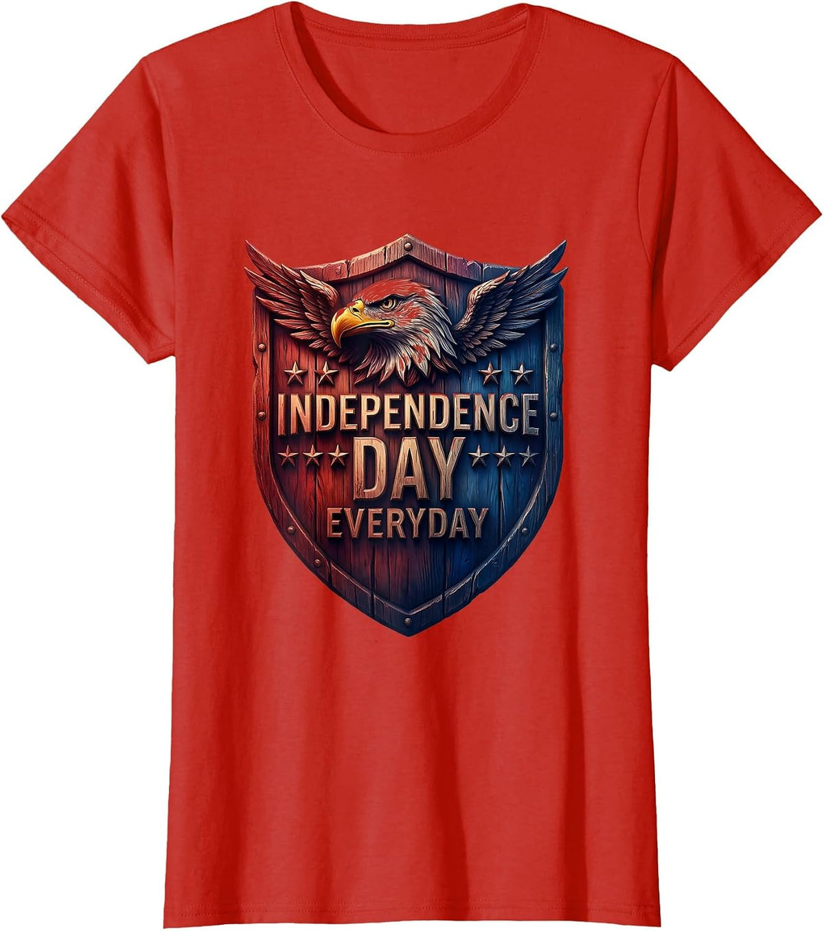 Independence Day Everyday Patriotic Design T-Shirt - Red