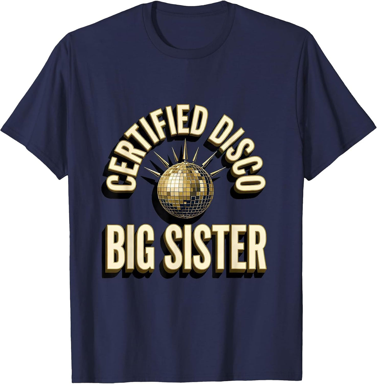 Men's Certified Disco Big Sister Retro 70s Party Costume T-Shirt - Navy Blue
