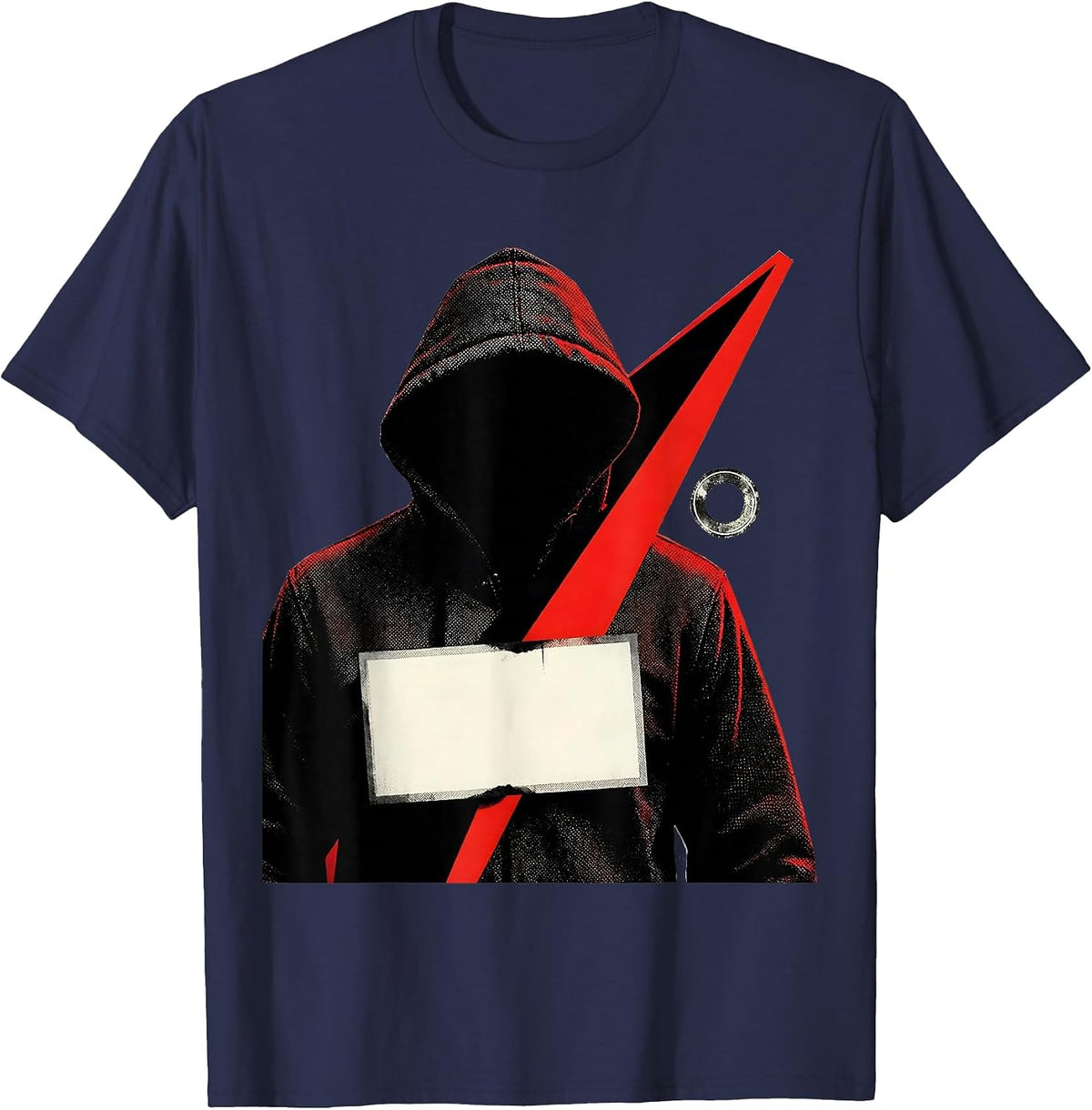 Designer Hooded Layer Constructivist Streetwear T-Shirt - Navy Blue