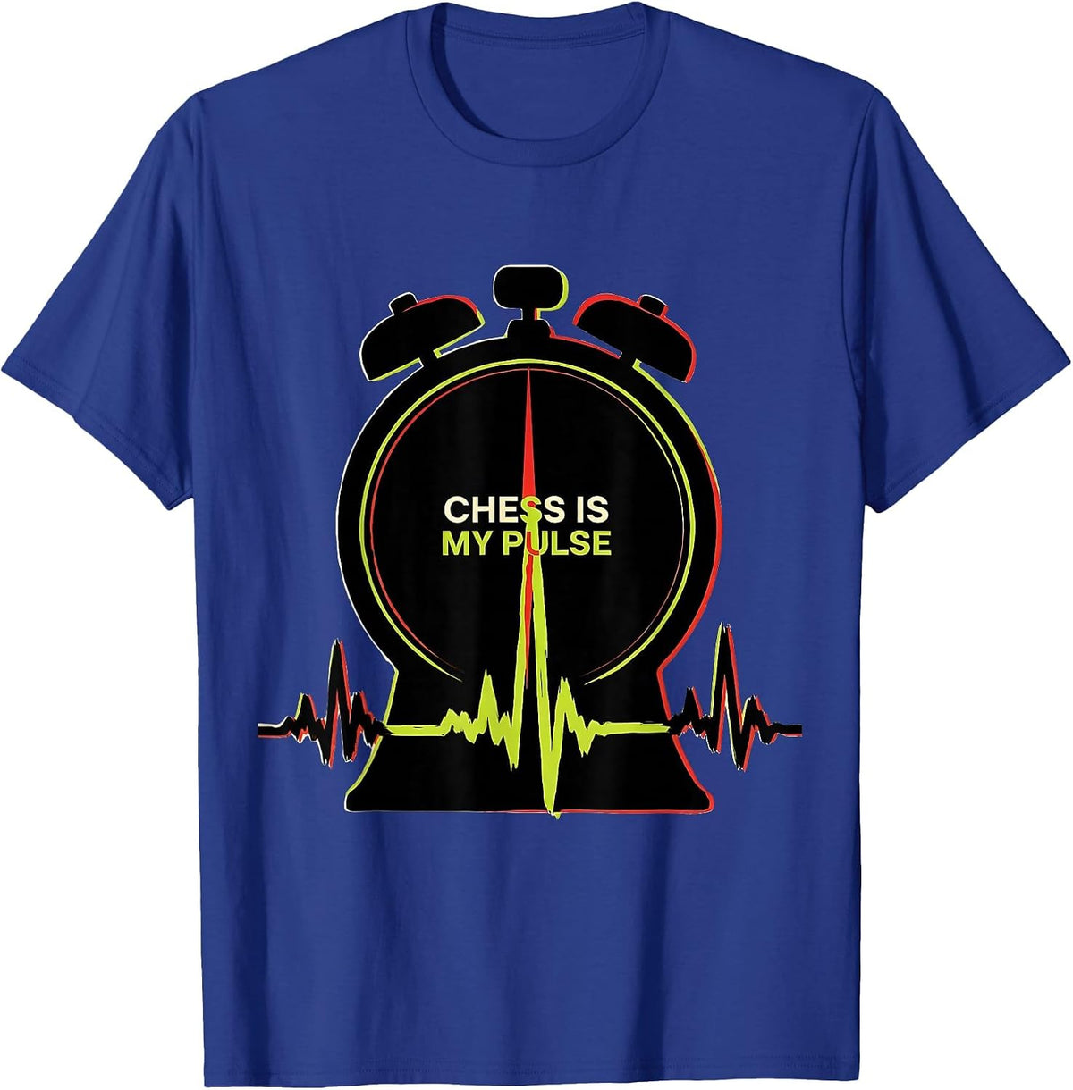 Chess Is My Pulse Screenprint Chess Enthusiast Hobby Gift T-Shirt - Royal Blue