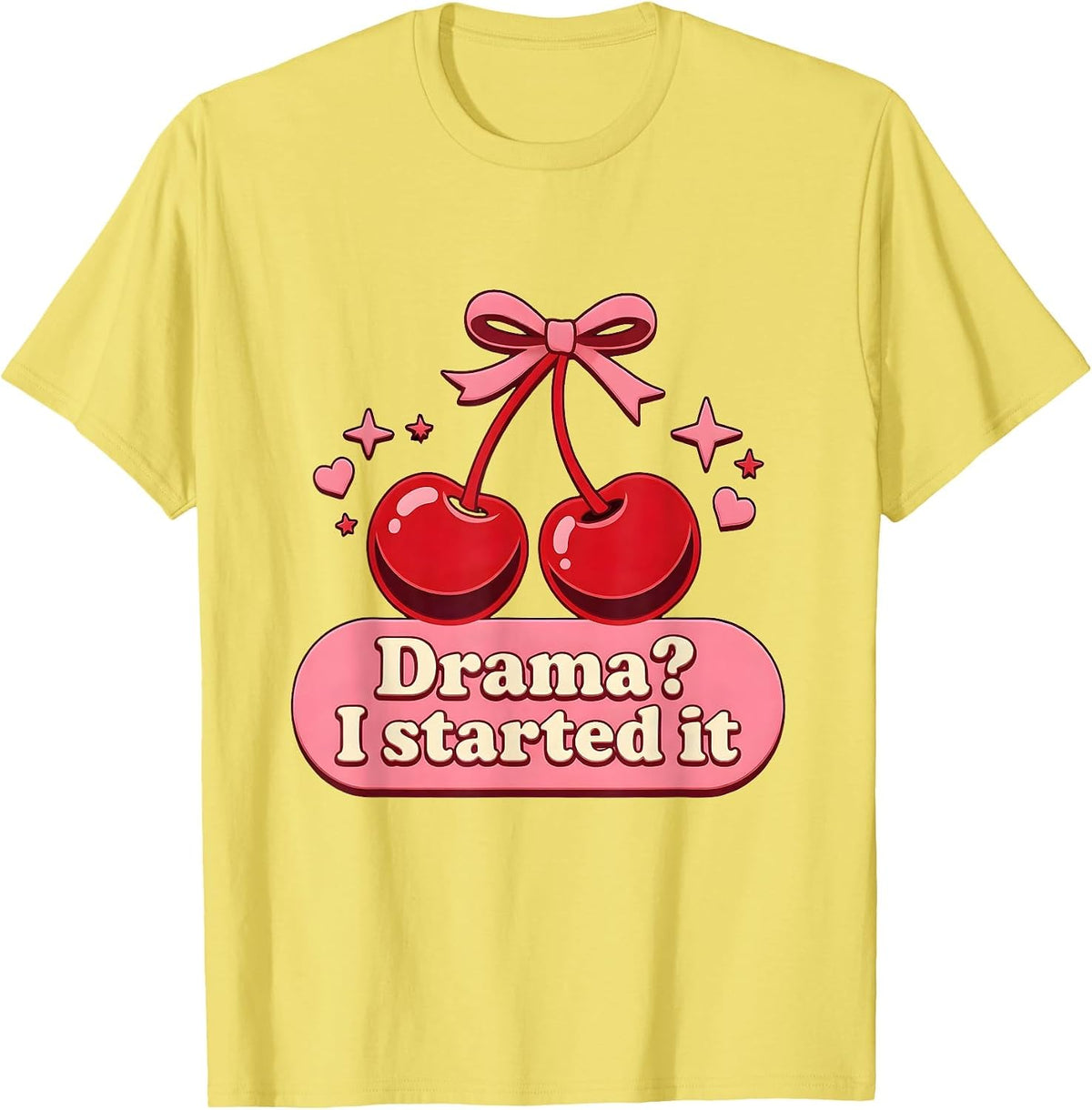 Men's Drama? I Started It Bold Humor Graphic Design T-Shirt - Lemon Yellow