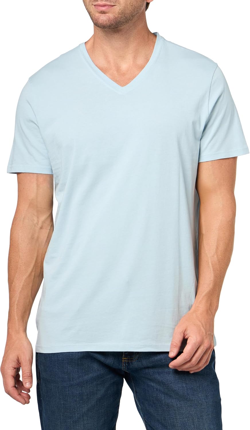 Anthony Thomas Melillo Mens Classic Jersey Short Sleeve V-Neck Tee - Light Blue