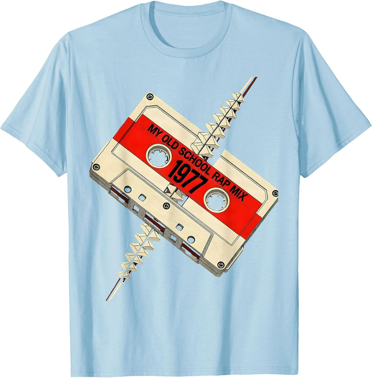 Men's My Old School Rap Mix 1977 Retro Cassette Tape Hip Hop T-Shirt - Baby Blue