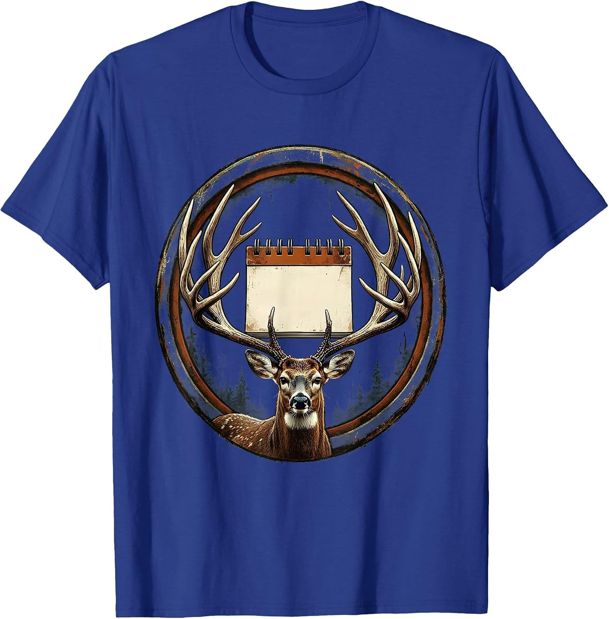 Circular Badge Vintage Deer Hunting Dad Humor T-Shirt - Royal Blue