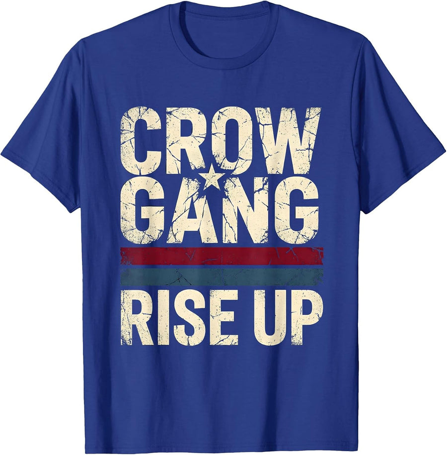 Men's Crow Gang Rise Up Bold Bird Crew Design T-Shirt - Royal Blue