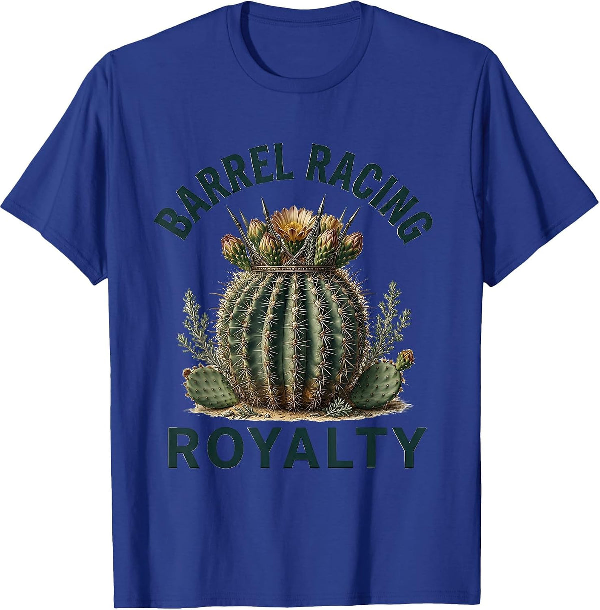 Barrel Racing Royalty Rodeo Design T-Shirt - Royal Blue