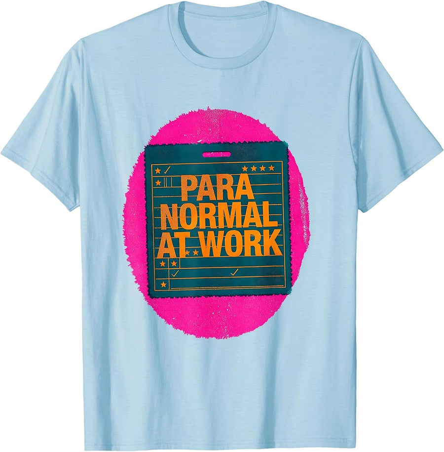 Men's Para Normal At Work Risograph Halloween Teacher Humor T-Shirt - Baby Blue
