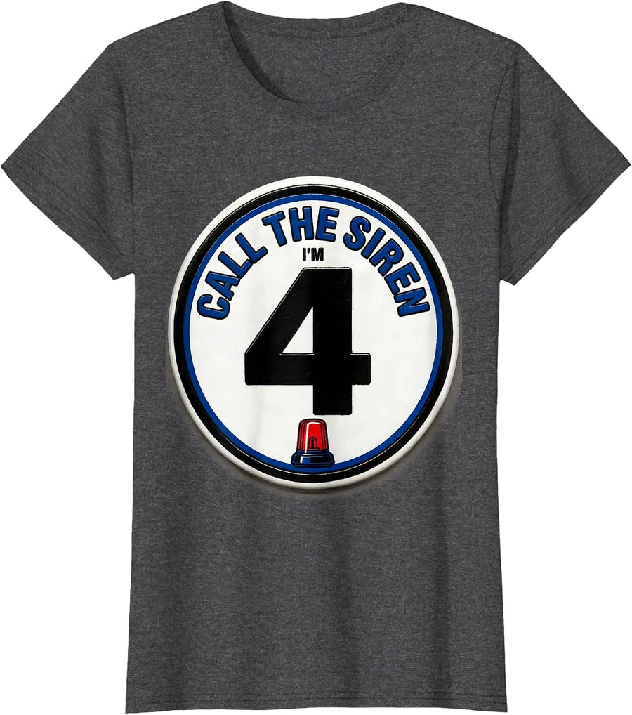 Women's Call The Siren I'm 4 Funny Future Police Officer Birthday T-Shirt - Dark Heather Grey