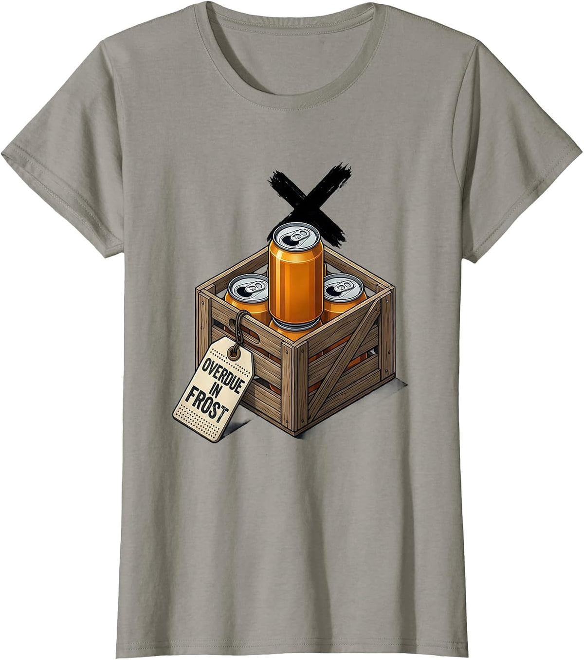Women's Overdue In Frost Funny Beer Lover Labor Day Cookout Humor T-Shirt - Slate Grey