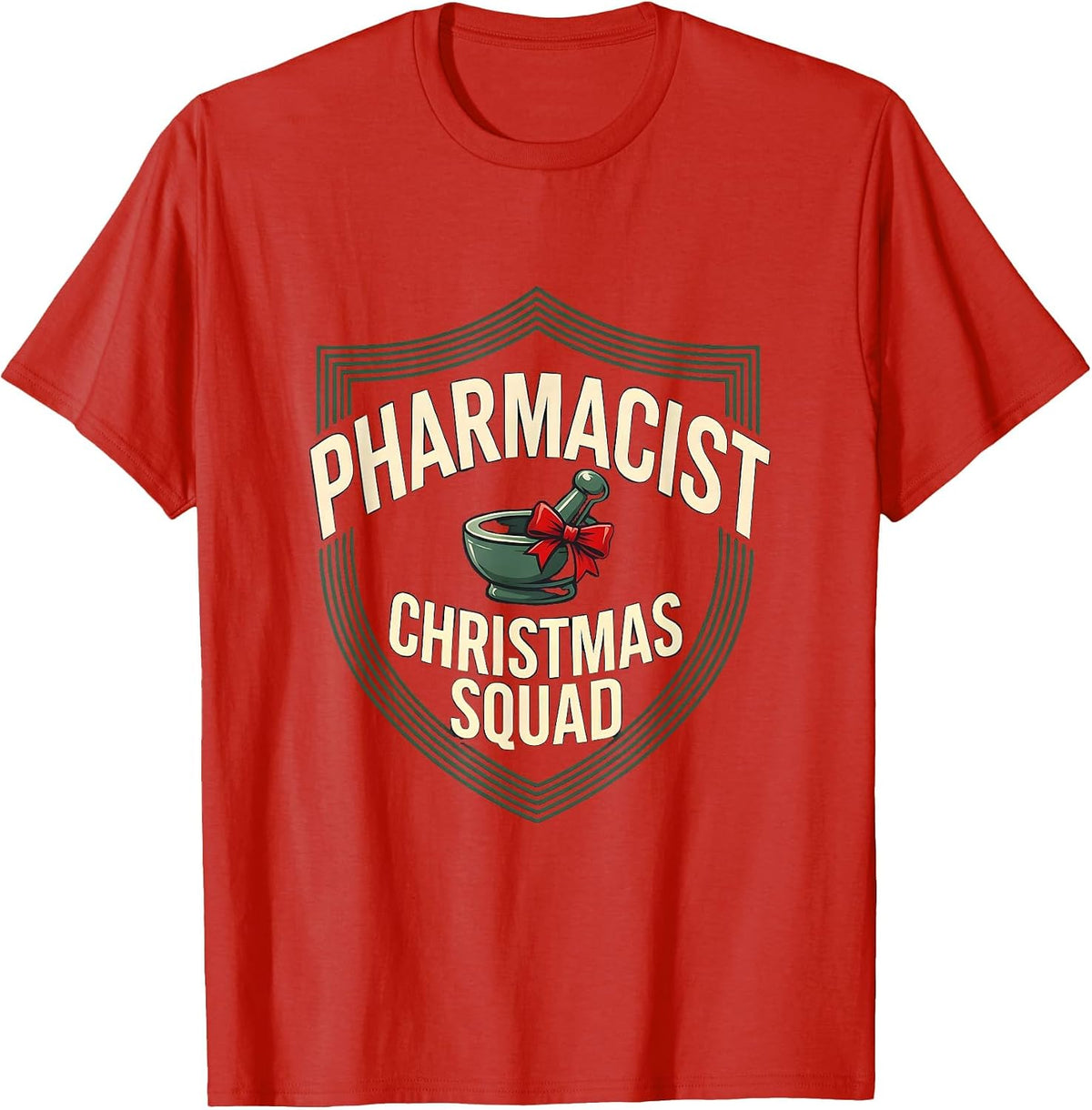 Men's Pharmacist Christmas Squad Funny Pharmacy Squad Holiday T-Shirt - Red