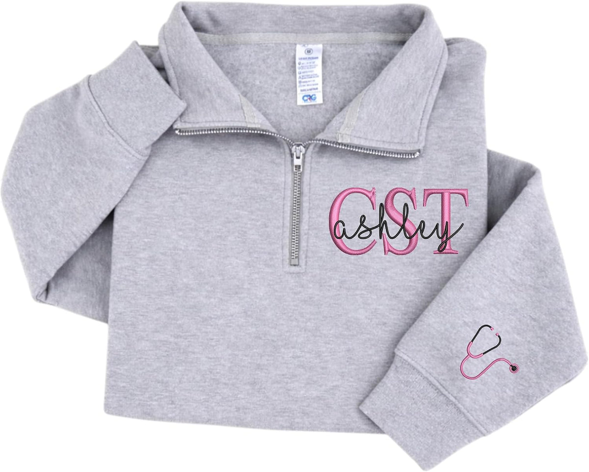 Personalized Embroidered Nurse Sweatshirt for Women, Custom Name & Specialties (ER, RN, NP, L&D), Nurse Gifts - Cst