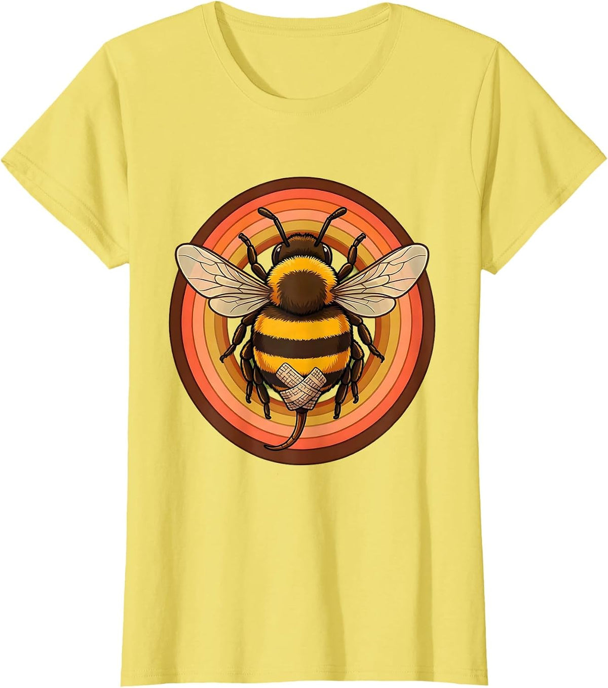 School Nurse Bee with Bandage Graphic Tee T-Shirt - Lemon Yellow