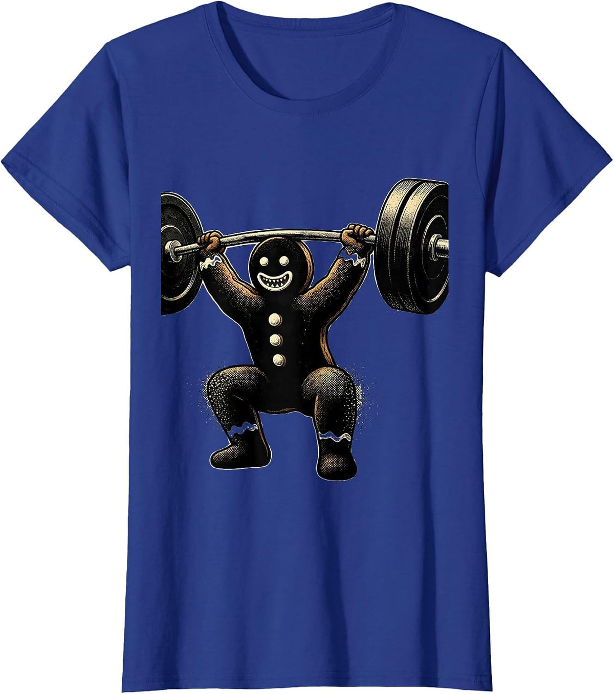 Women's Gingerbread Weightlifting Squat Gym Christmas Humor T-Shirt - Royal Blue