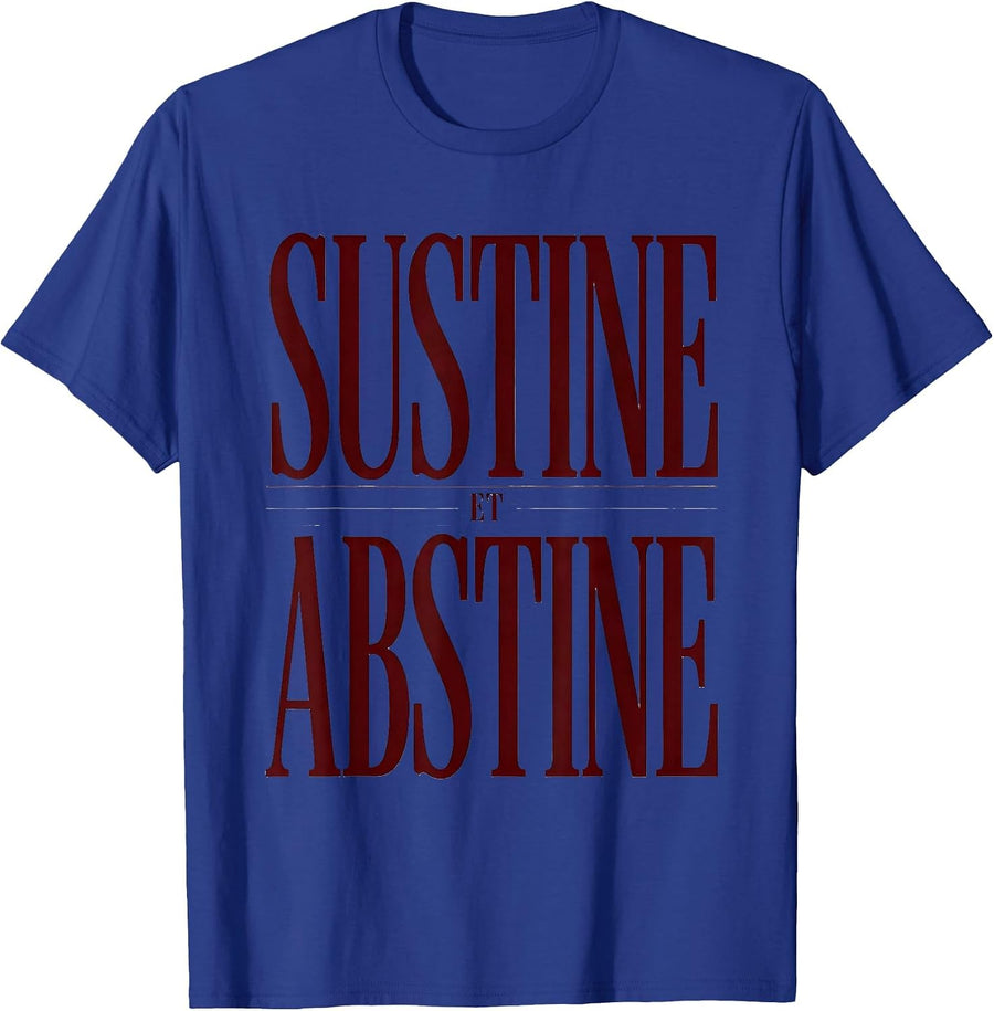 SUSTINE ET ABSTINE Stoic Philosophy Memento Mori Quote T-Shirt - Royal Blue
