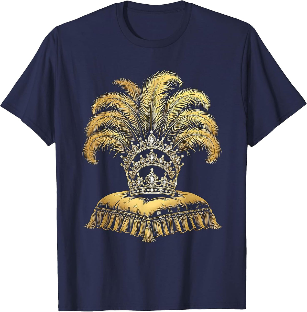Men's Showgirl Crown on Velvet Cushion Graphic T-Shirt - Navy Blue