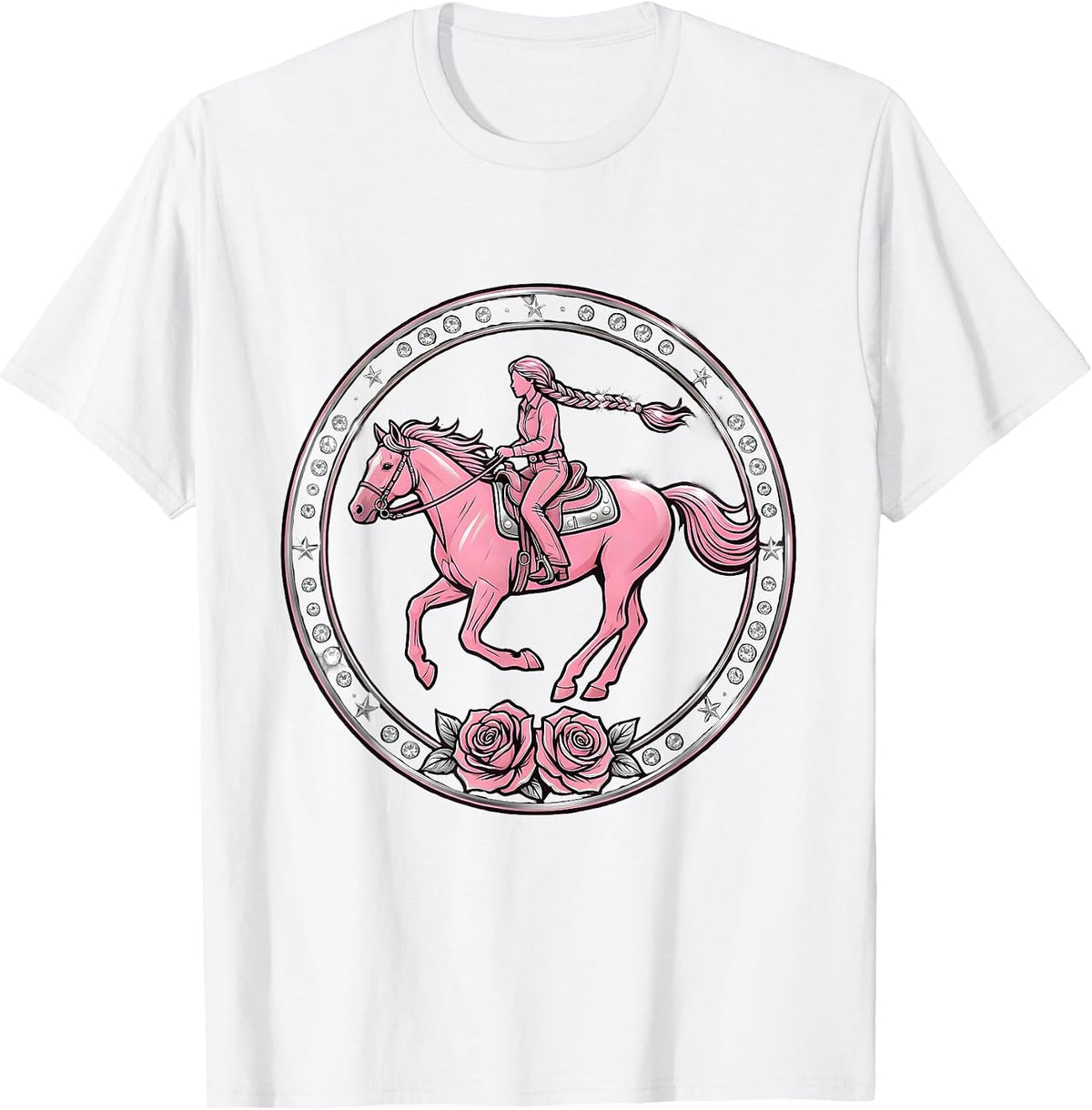 Men's Braided Rider Bareback Through the Field T-Shirt - White