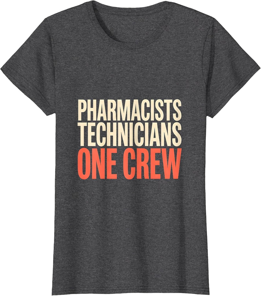 Women's Pharmacists + Technicians, One Crew Funny Pharmacy Squad T-Shirt - Dark Heather Grey