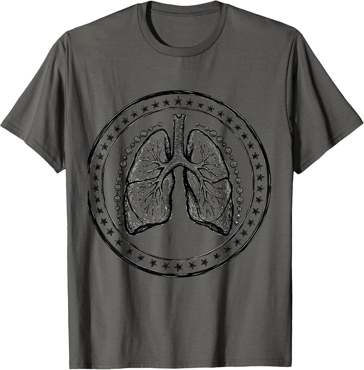 Lung Badge Respiratory Therapist Christmas Humor T-Shirt - Asphalt Grey