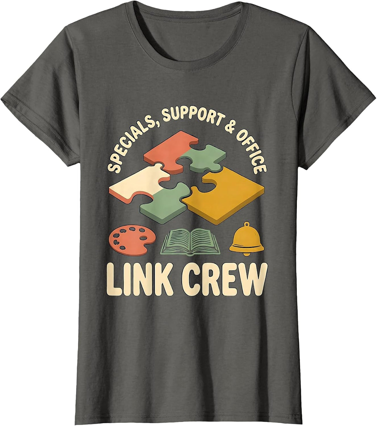 Women's Specials Support Office Link Crew Teacher Appreciation Back T-Shirt - Asphalt Grey