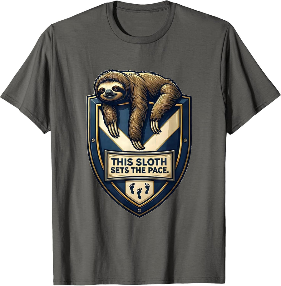 This Sloth Sets The Pace Funny Sloth Lover Humor Gift T-Shirt, Men, Asphalt Grey, 3X-Large - As Pictured