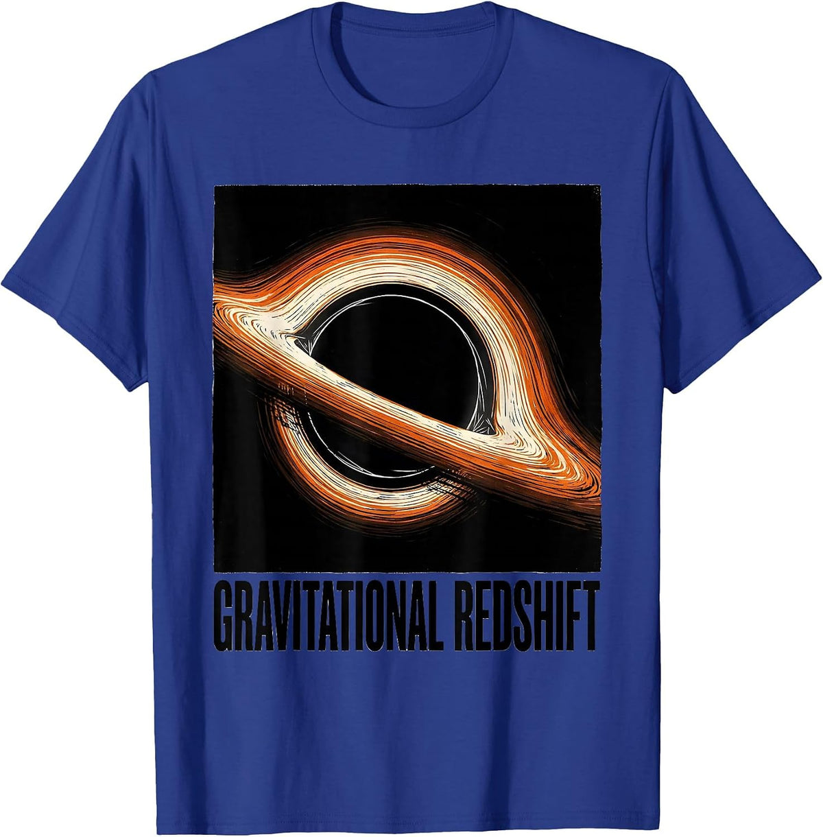 Gravitational Redshift Linocut Astrophysics Science Graphic T-Shirt - Royal Blue