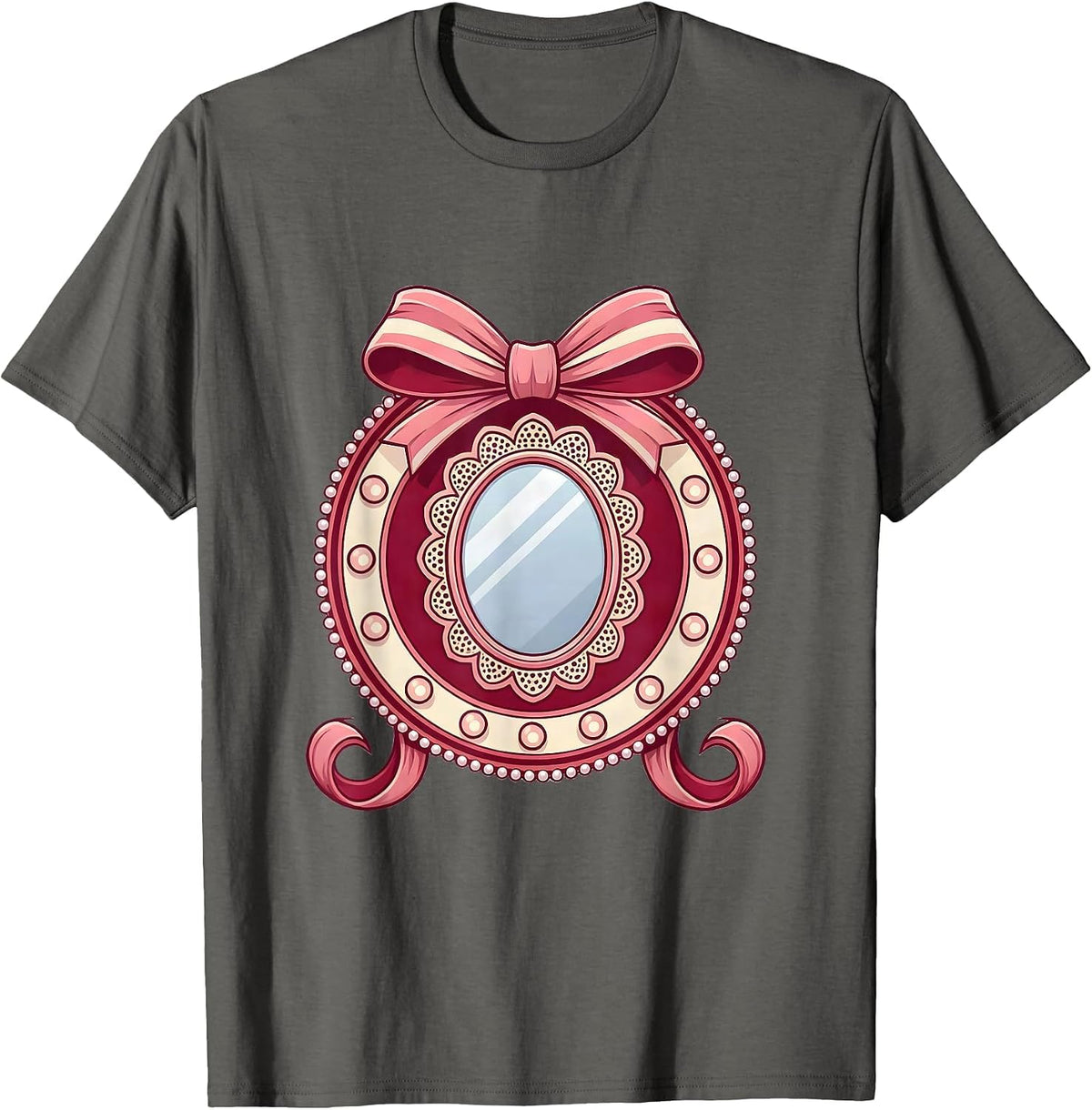 Men's Gigi Vanity Mirror Glowing Lightbulbs Illustration T-Shirt - Asphalt Grey
