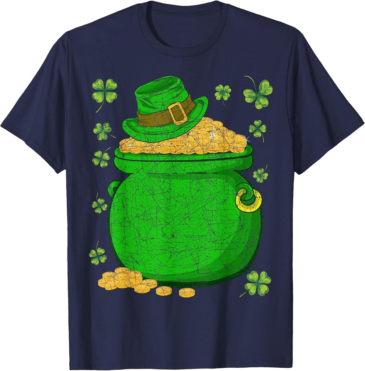 Ireland Leprechaun Hat Pot of Gold Irish St Patricks Day T-Shirt - Navy Blue