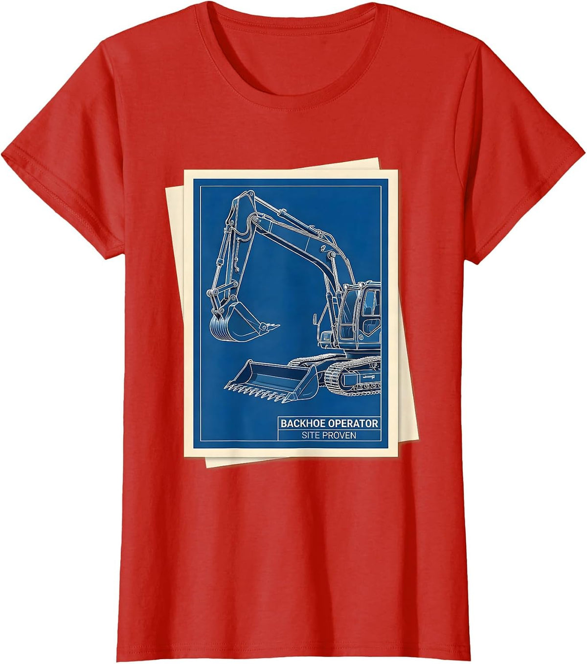 Women's Backhoe Operator Site Proven Technical Blueprint Heavy T-Shirt - Red