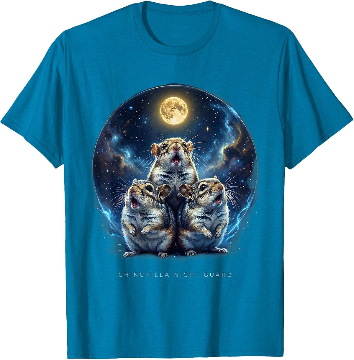 Chinchilla Night Guard Cosmic Absurdist Meme Animal Lover T-Shirt - Sapphire Blue