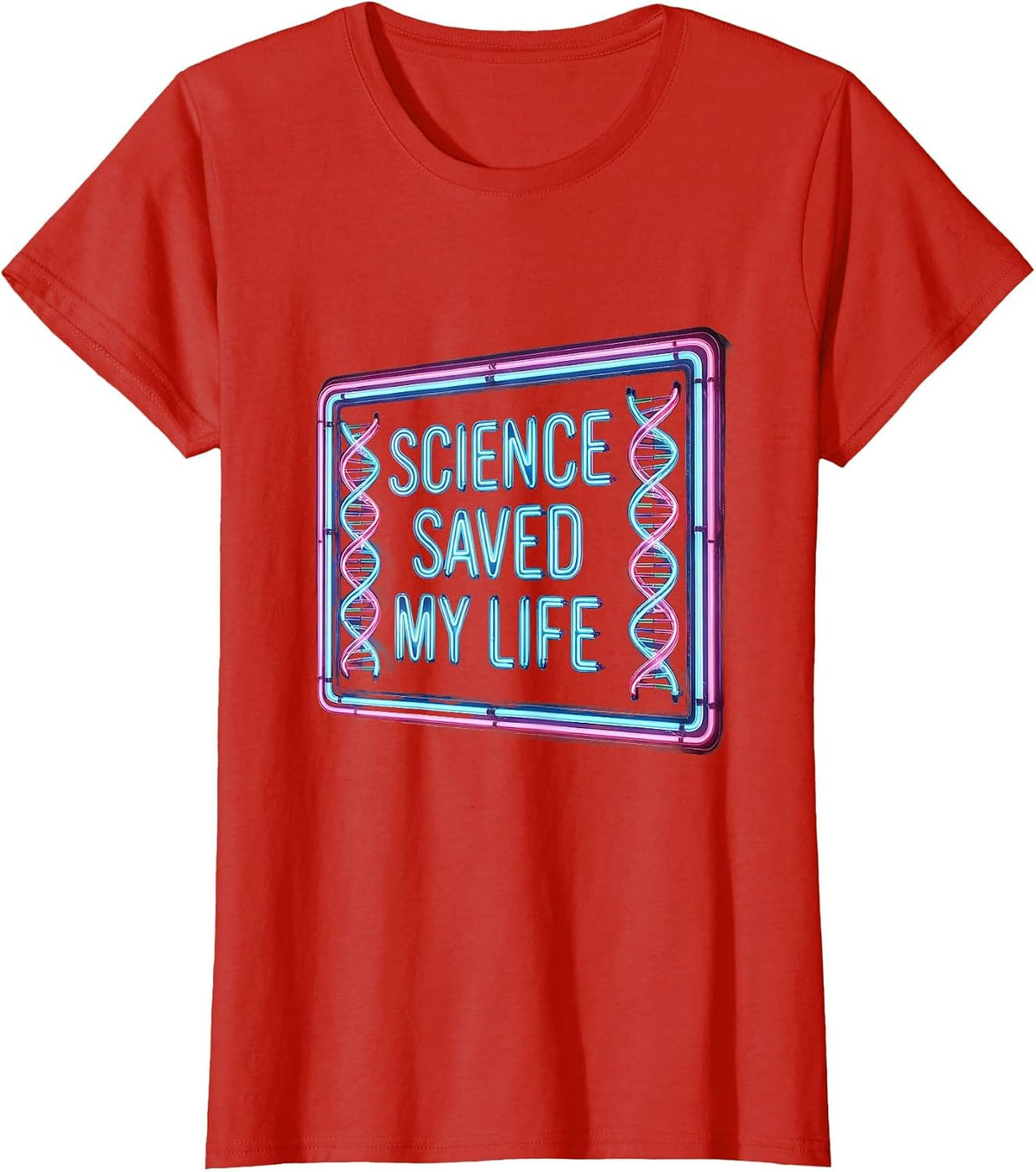 Science Saved My Life Science Teacher Design T-Shirt - Red