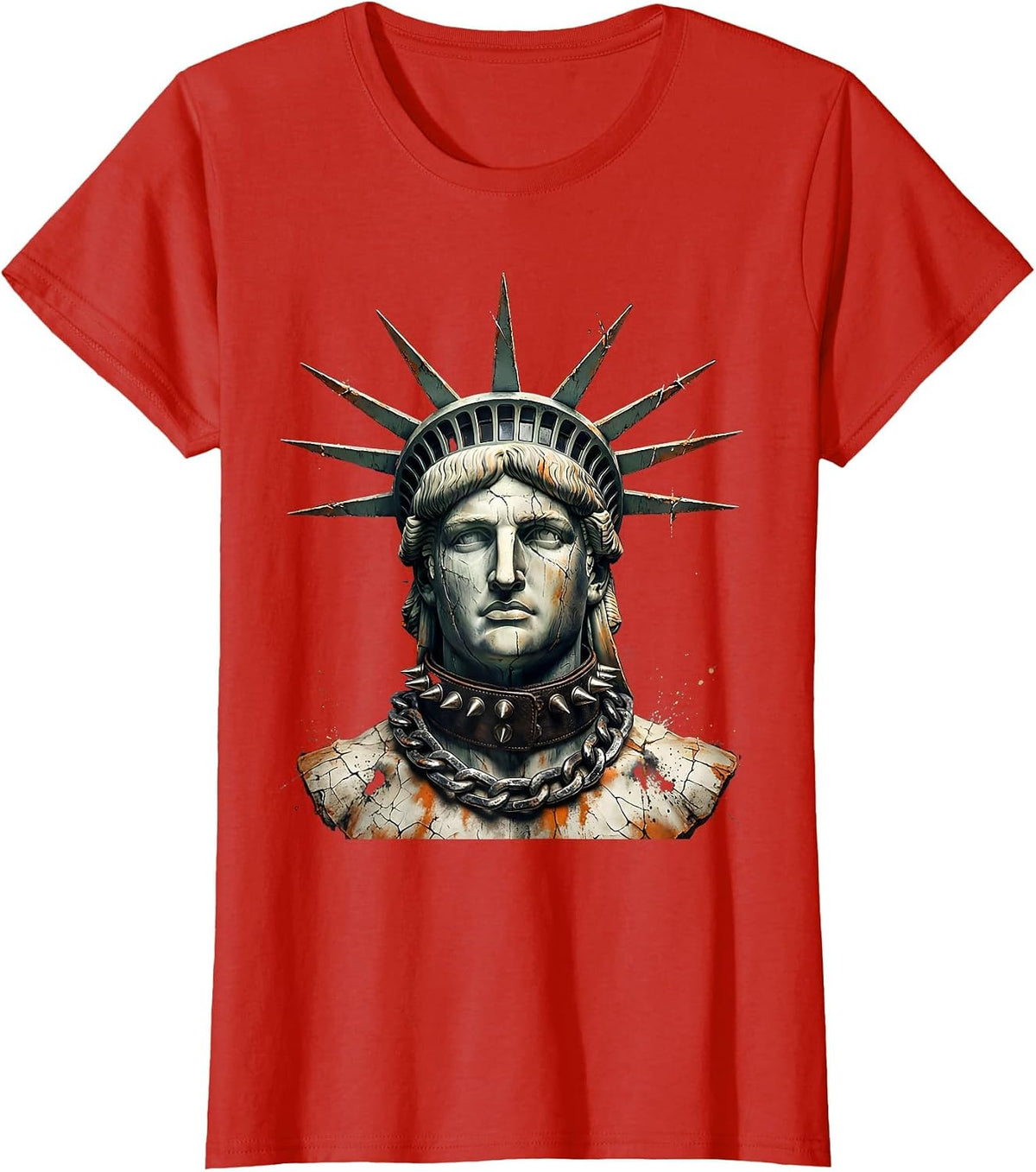 Women's Y2K Liberty Spikes Punk Rock Graphic Tee T-Shirt - Red
