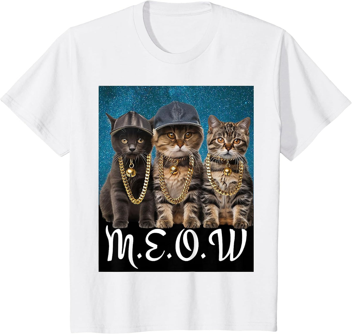 90s Gangster Rap Cat Hip Hop Retro T-Shirt - White