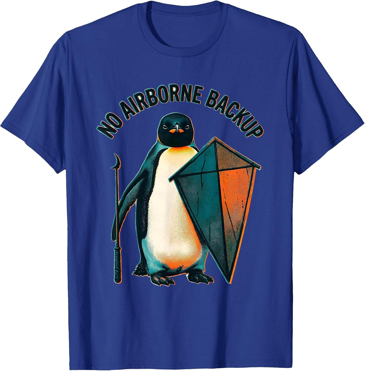 Men's No Airborne Backup Funny Penguin Tactical Bird Meme Humor T-Shirt - Royal Blue