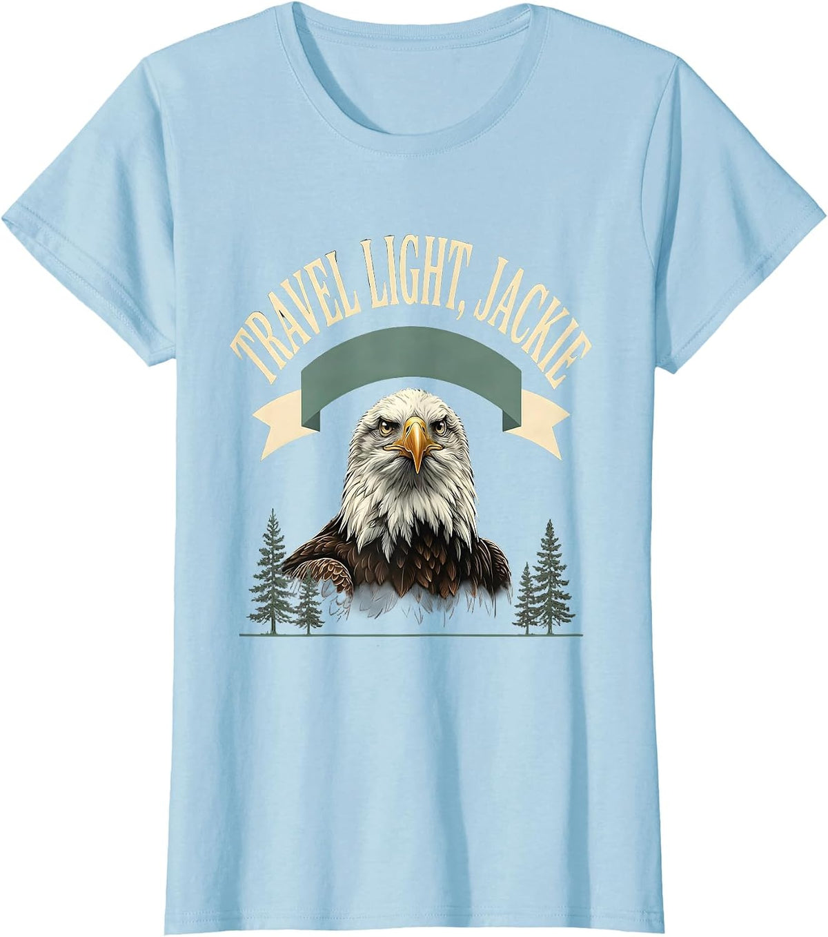 Travel Light, Jackie Bald Eagle Memorial Tribute Wildlife T-Shirt - Baby Blue