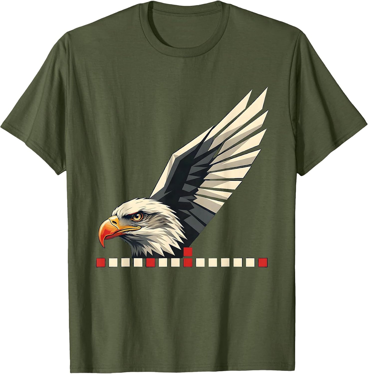 Bald Eagle Emblem Vintage Patriotic Eagle Lover T-Shirt - Olive Green