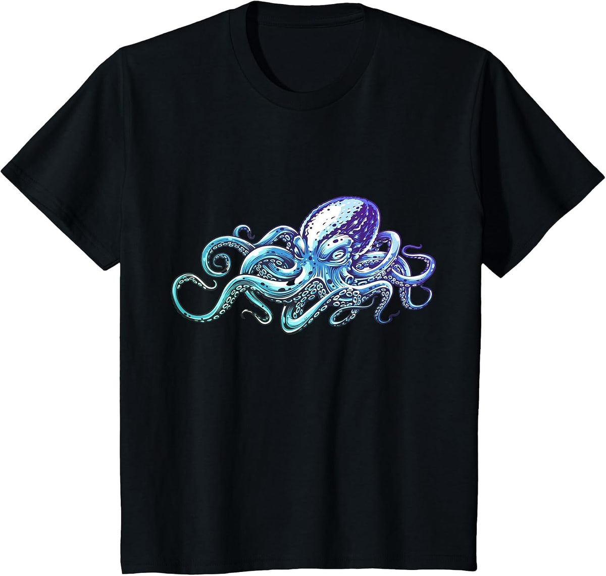 Kracken Octopus, Vintage, Retro, Marine Biologist T-Shirt - Black