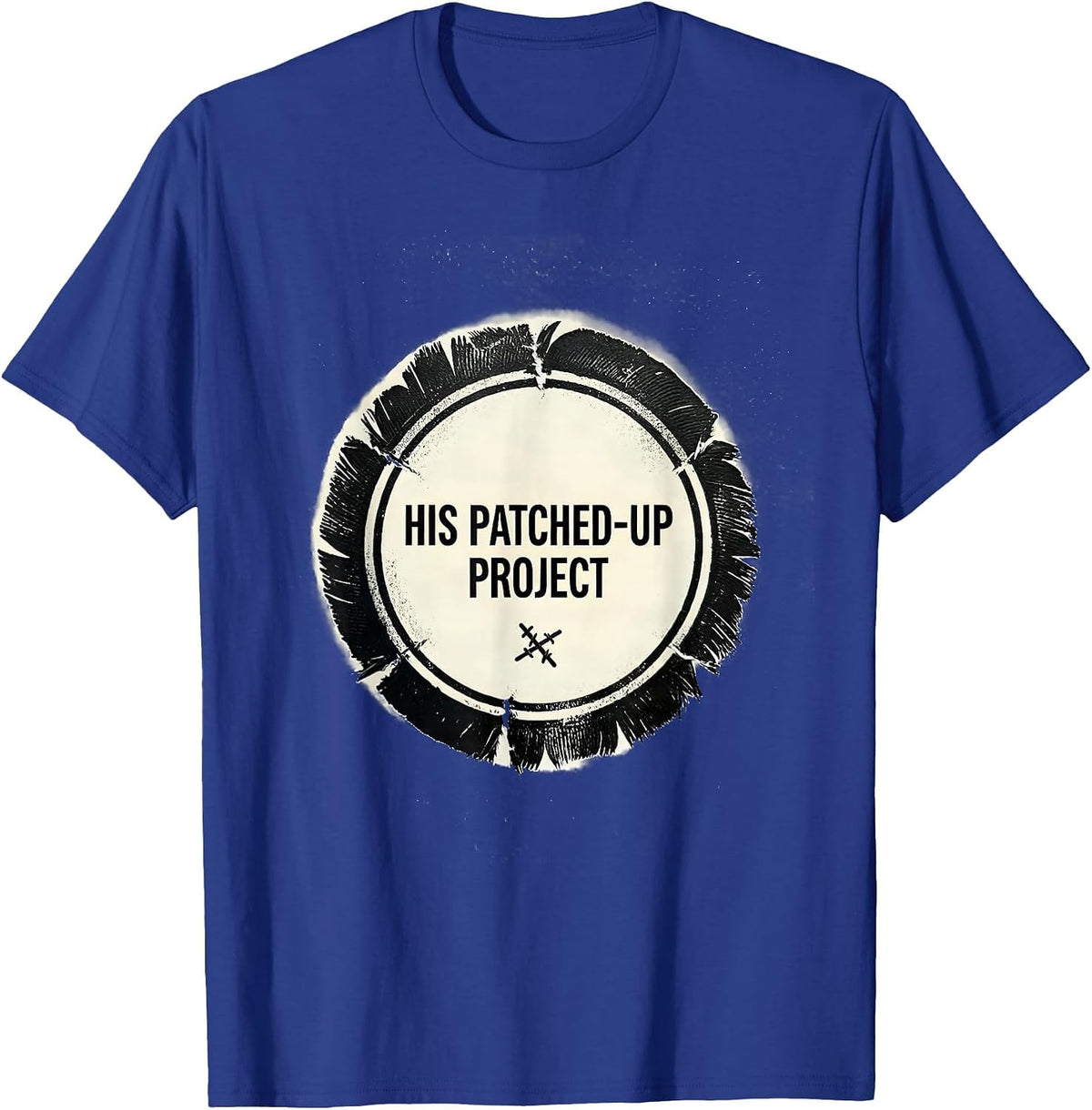 Men's His Patched-Up Project Rubber Stamp Faith Humor T-Shirt - Royal Blue