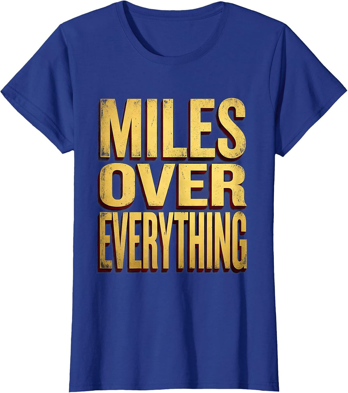 Women's Miles Over Everything Biker Graphic Design T-Shirt - Royal Blue